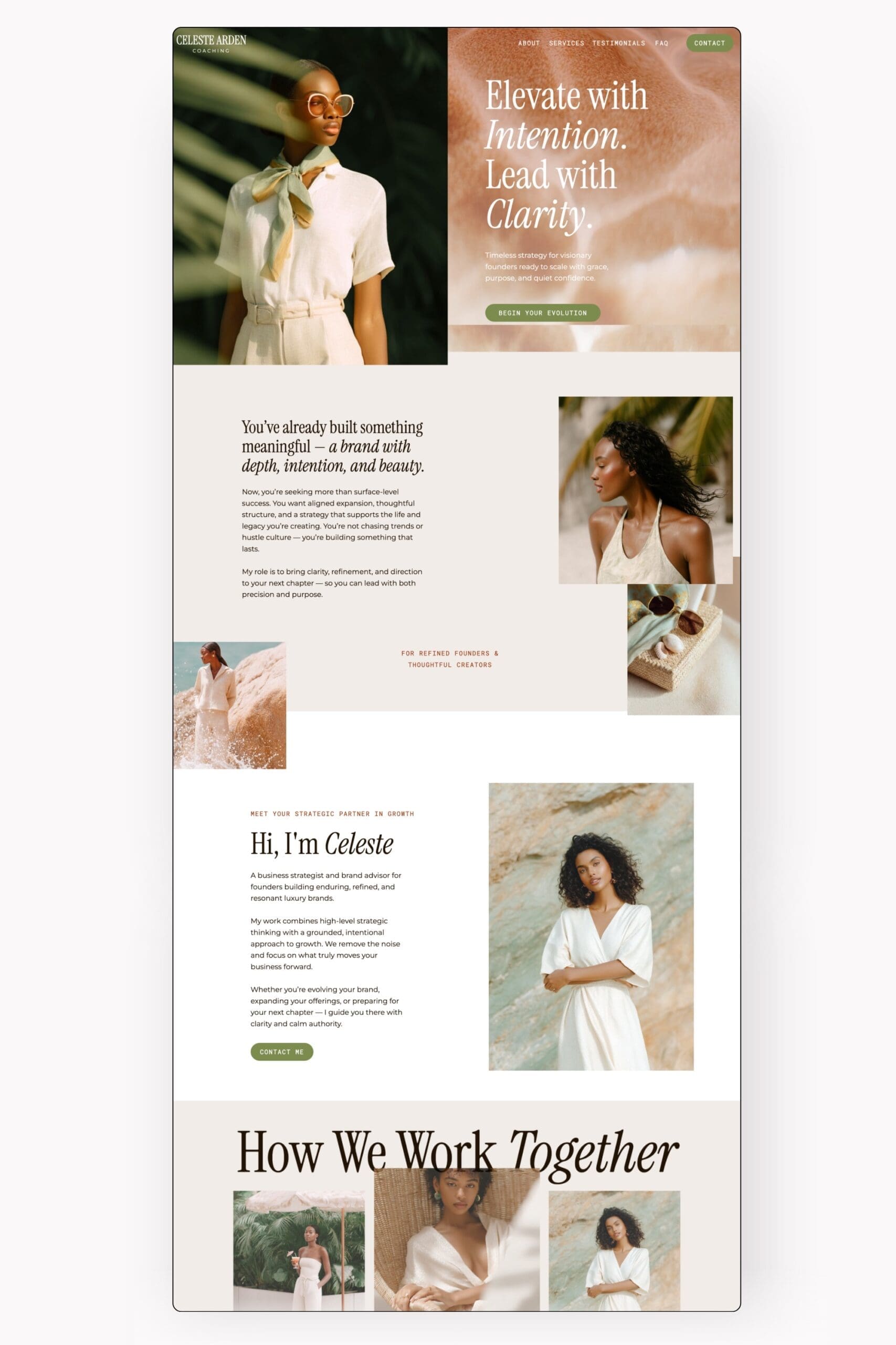 Modern One Page Showit template for coaches and consultants displayed a clean white background.