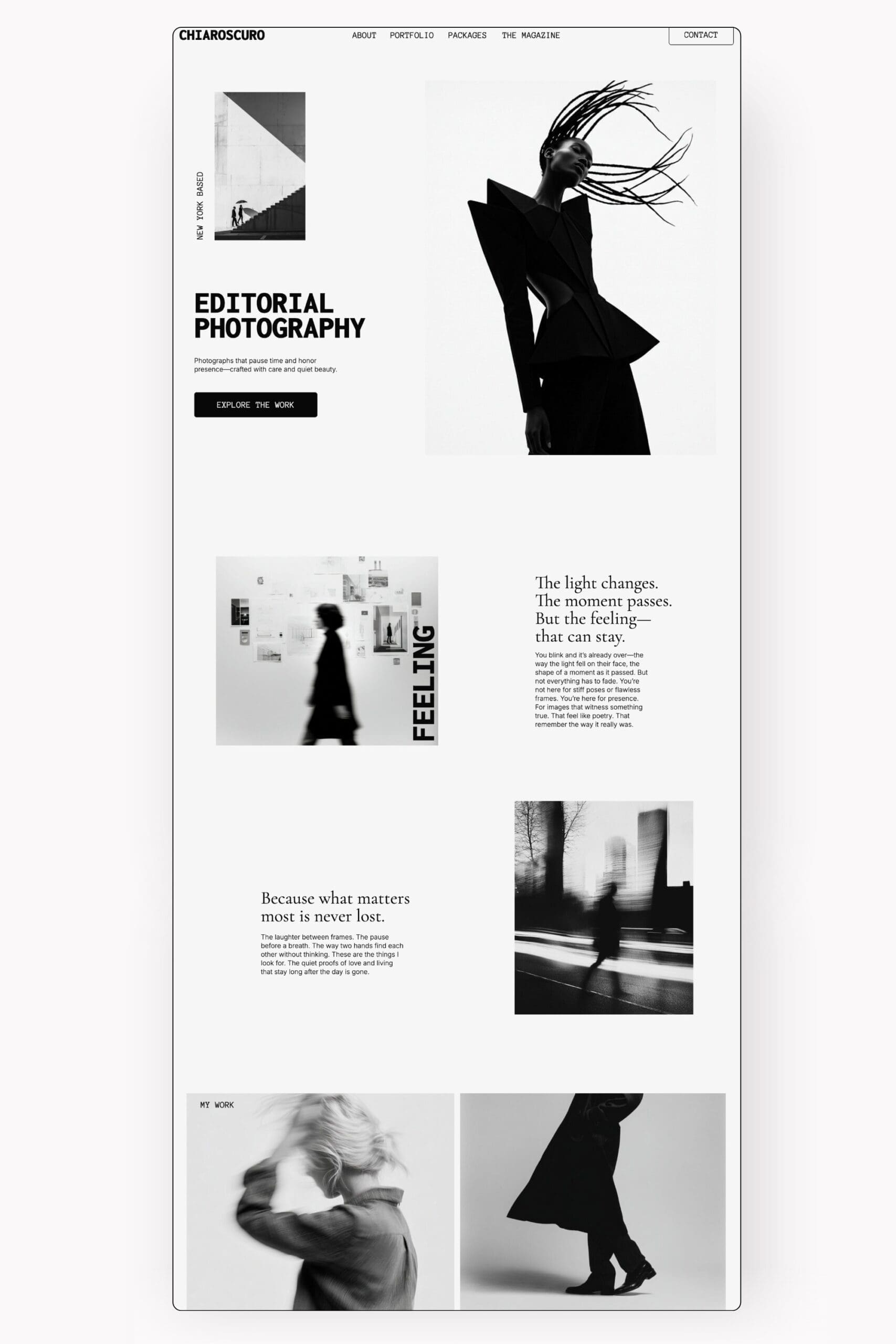Black and white Showit website template for photographers displayed on a tablet and phone mockup against a clean white background.