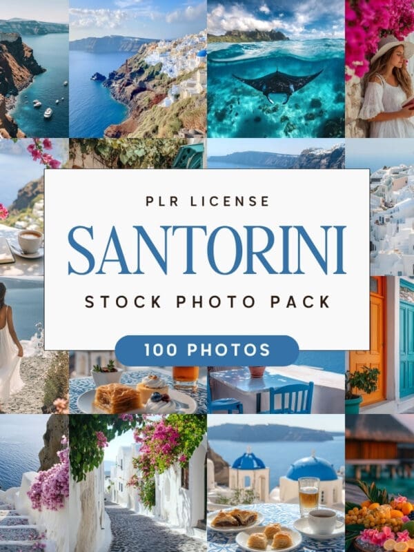 100 Santorini Themed Travel Stock Photo Bundle