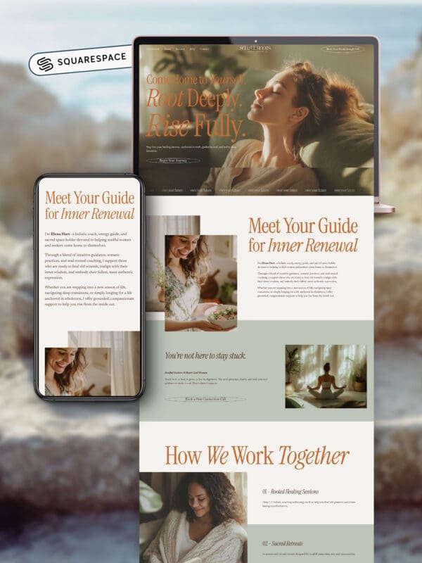 One Page Squarespace Website Template For Holistic Coaches