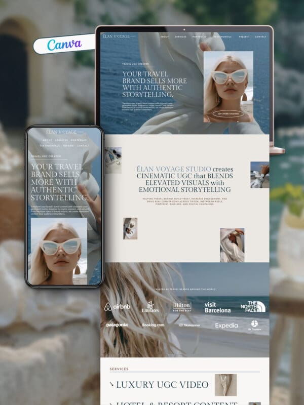 Canva Website Template for Travel UGC Creators