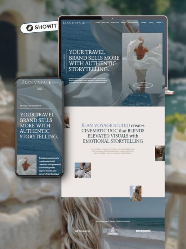 One Page Showit Template for Travel UGC Creators